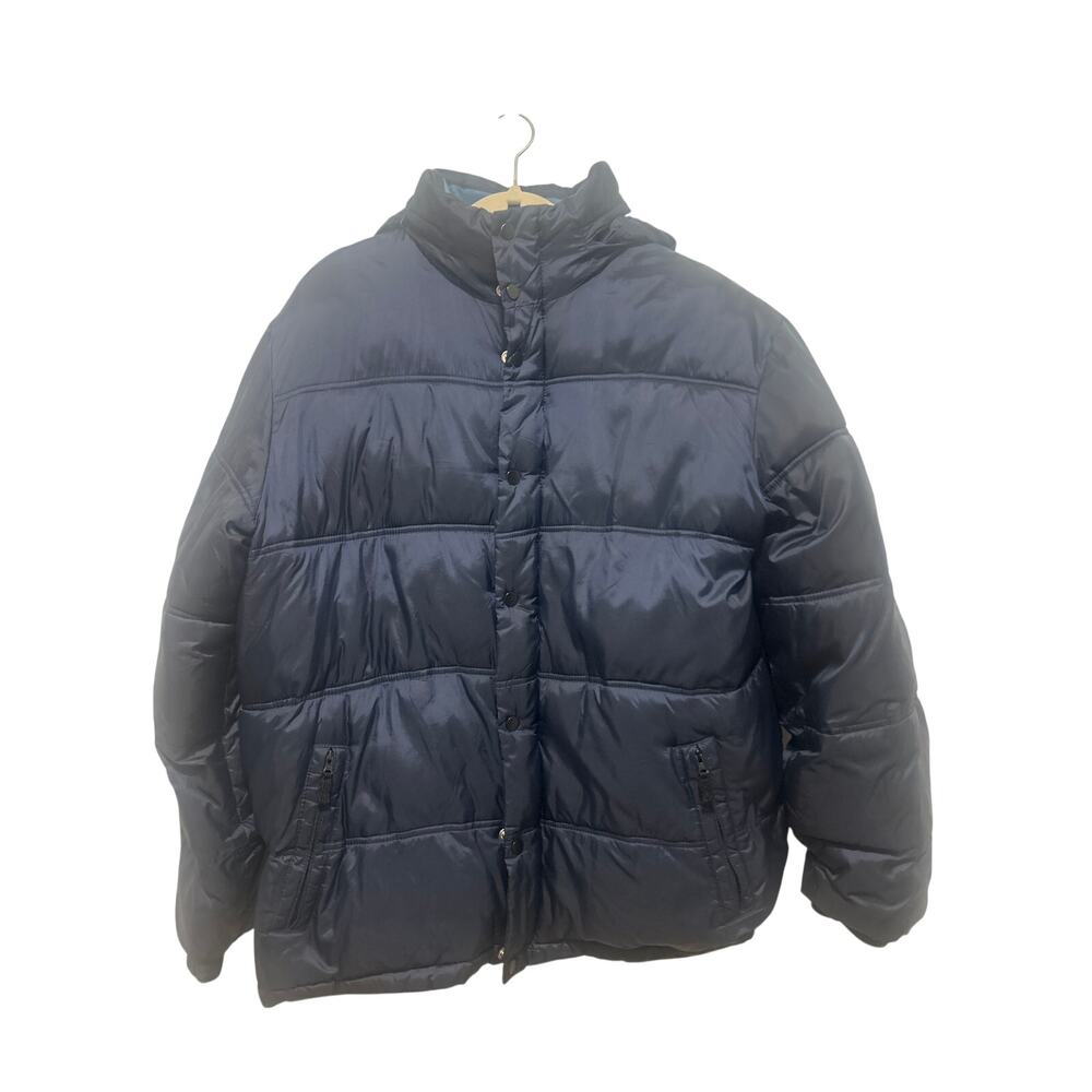 Old Navy Men's Blue Hidden Hoodie Nylon Blend Drawstring Fuzzy Liner Coat XL
